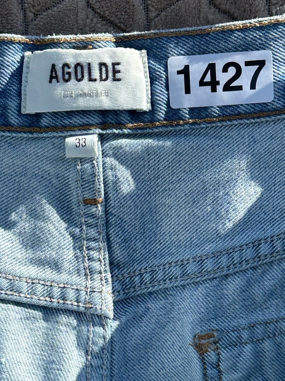 AGOLDE Cooper Cargo Jeans 33 High Rise Utility Straight Leg Light Wash Denim - Picture 7 of 13